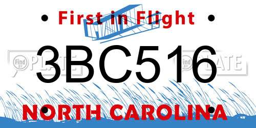 3BC516 North Carolina License Plate