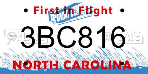 3BC816 North Carolina License Plate