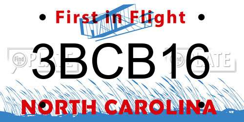 3BCB16 North Carolina License Plate