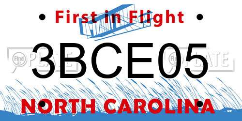 3BCE05 North Carolina License Plate