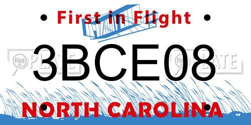 3BCE08 North Carolina License Plate