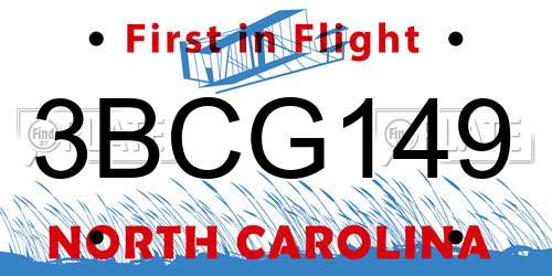 3BCG149 North Carolina License Plate