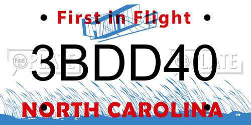 3BDD40 North Carolina License Plate