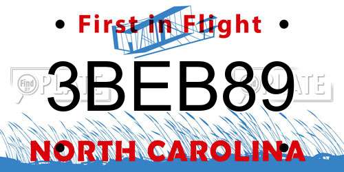 3BEB89 North Carolina License Plate