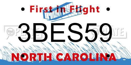 3BES59 North Carolina License Plate