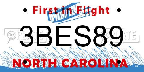 3BES89 North Carolina License Plate
