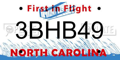 3BHB49 North Carolina License Plate