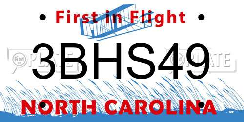 3BHS49 North Carolina License Plate