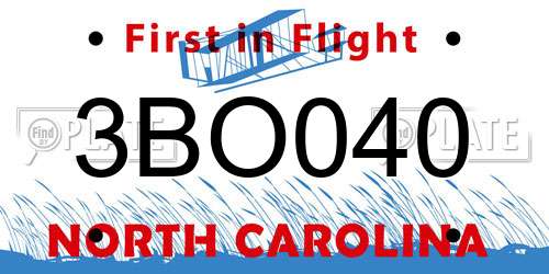 3BO040 North Carolina License Plate