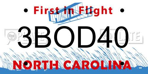 3BOD40 North Carolina License Plate