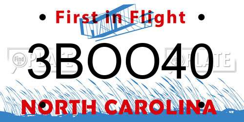 3BOO40 North Carolina License Plate
