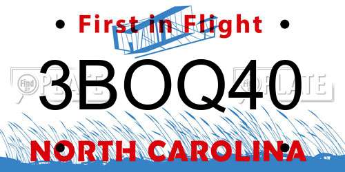 3BOQ40 North Carolina License Plate