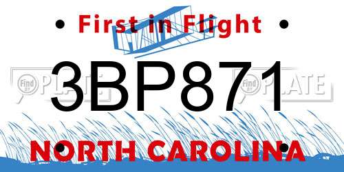 3BP871 North Carolina License Plate