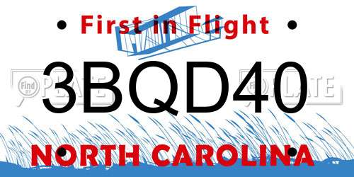 3BQD40 North Carolina License Plate