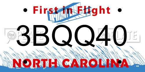 3BQQ40 North Carolina License Plate