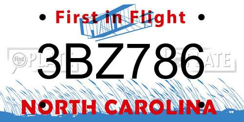 3BZ786 North Carolina License Plate