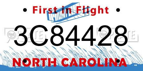 3C84428 North Carolina License Plate