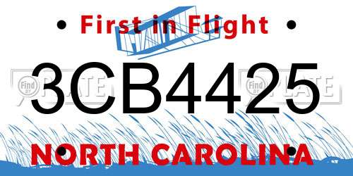 3CB4425 North Carolina License Plate