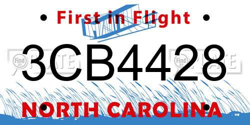 3CB4428 North Carolina License Plate