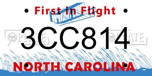 3CC814 North Carolina License Plate