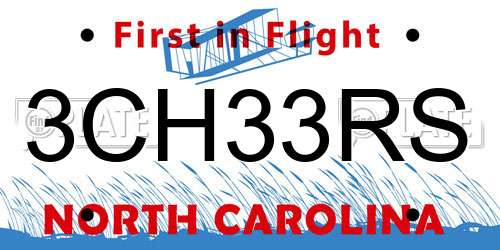 3CH33RS North Carolina License Plate