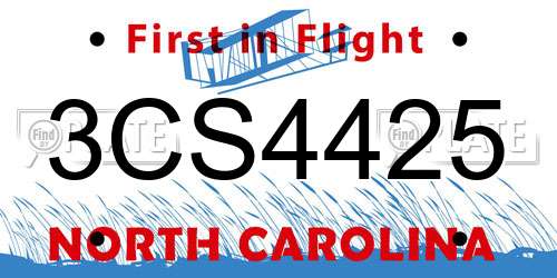 3CS4425 North Carolina License Plate