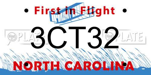 3CT32 North Carolina License Plate