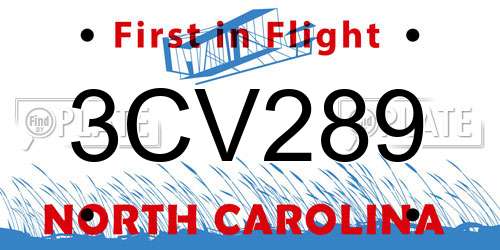 3CV289 North Carolina License Plate