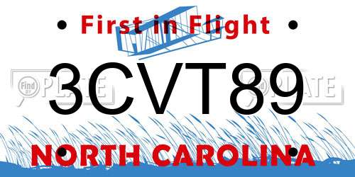 3CVT89 North Carolina License Plate