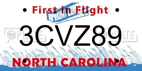 3CVZ89 North Carolina License Plate