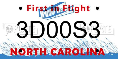3D00S3 North Carolina License Plate