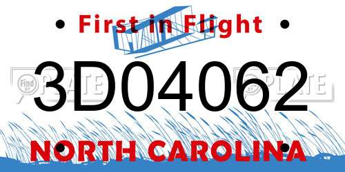 3D04062 North Carolina License Plate