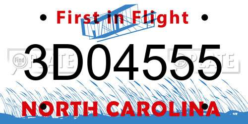 3D04555 North Carolina License Plate