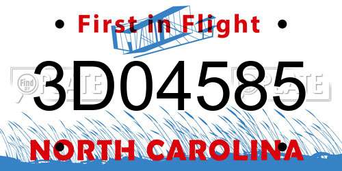 3D04585 North Carolina License Plate