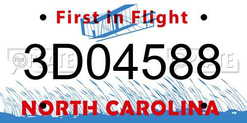 3D04588 North Carolina License Plate
