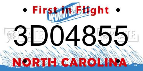 3D04855 North Carolina License Plate