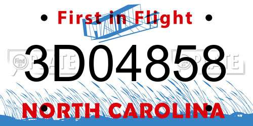 3D04858 North Carolina License Plate