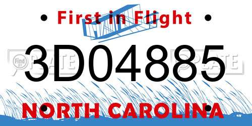 3D04885 North Carolina License Plate