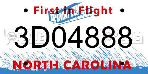 3D04888 North Carolina License Plate