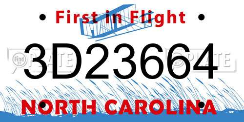 3D23664 North Carolina License Plate