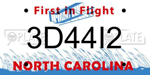 3D44I2 North Carolina License Plate