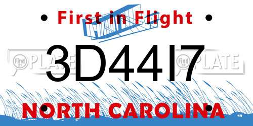 3D44I7 North Carolina License Plate