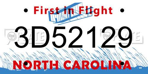 3D52129 North Carolina License Plate