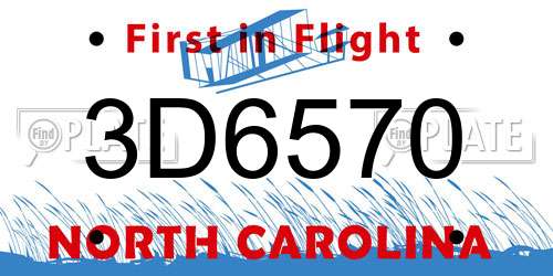 3D6570 North Carolina License Plate