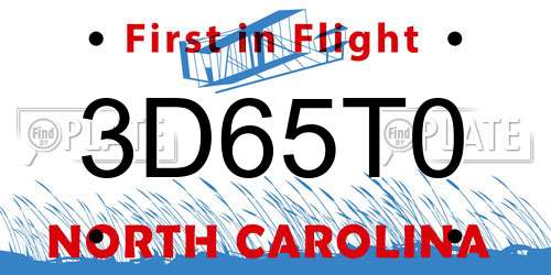 3D65T0 North Carolina License Plate