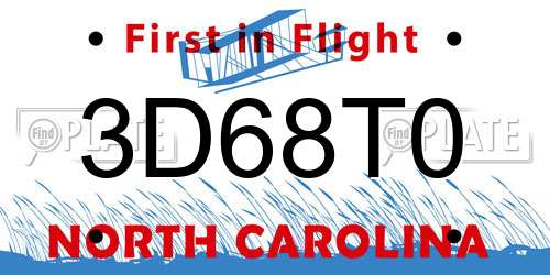 3D68T0 North Carolina License Plate