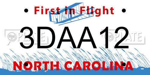 3DAA12 North Carolina License Plate