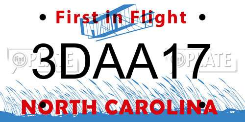 3DAA17 North Carolina License Plate