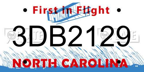 3DB2129 North Carolina License Plate