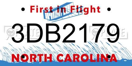 3DB2179 North Carolina License Plate
